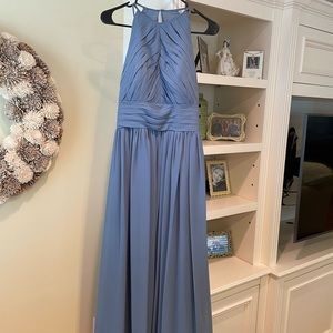 Bill Levkoff Slate Chiffon Jewel A-Line Gown